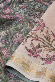 Grey Anokhi Hand Block Printed Saree - Avishya