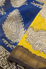 Navy Blue Anokhi Hand Block Printed Saree - Avishya