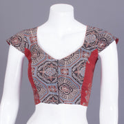 Red Ajrakh Printed Patch Work Cotton Blouse - Avishya