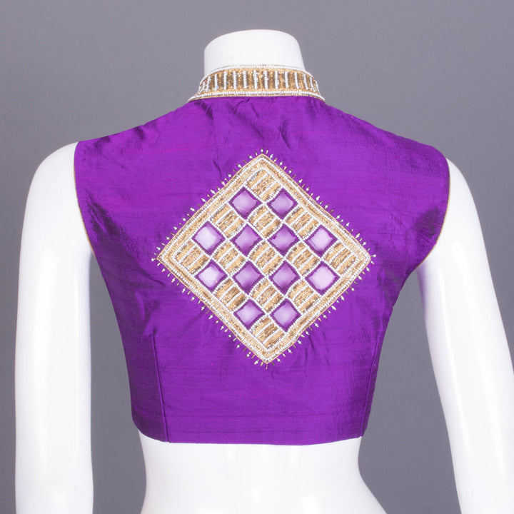 Violet Aari Embroidered Raw Silk Blouse 10068153