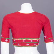 Red Embroidered Mangalgiri Cotton Blouse - Avishya