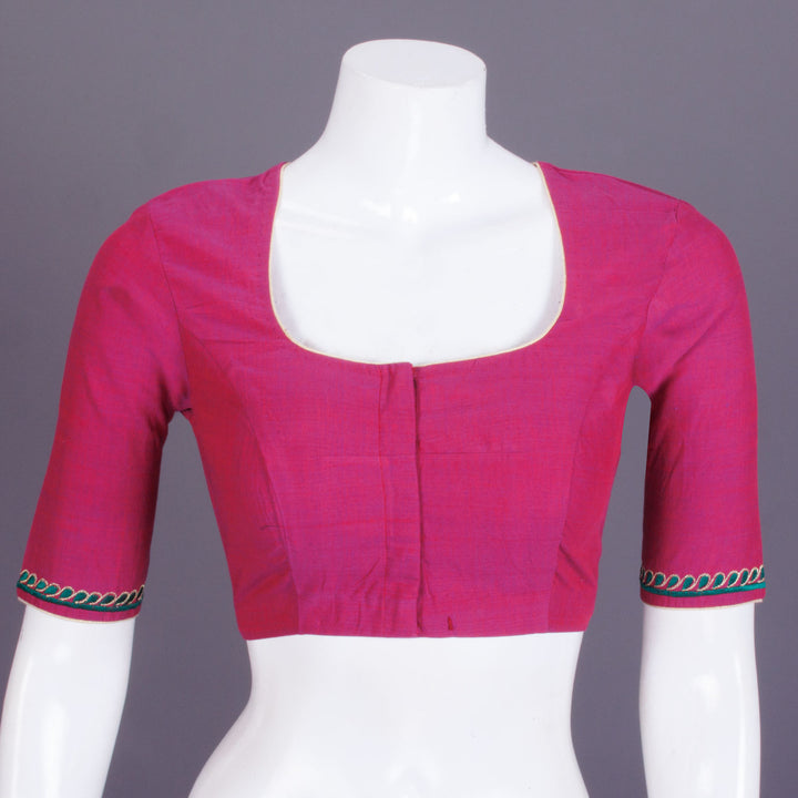 Pink Embroidered Mangalgiri Cotton Blous - Avishya