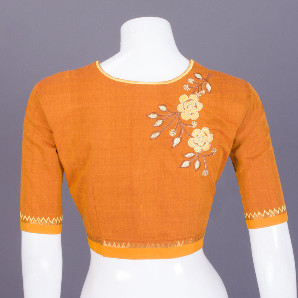 Brown Embroidered Mangalgiri Cotton Blouse - Avishya