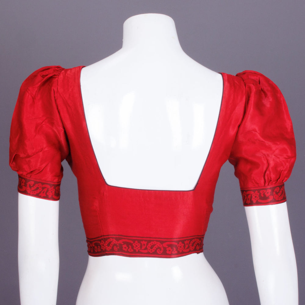 Red Bagh Printed Modal Silk Blouse - Avishya