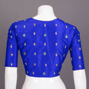 Blue Aari Embroidered Raw Silk Blouse 10068194