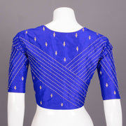 Blue Aari Embroidered Raw Silk Blouse 10077768