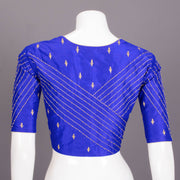 Blue Aari Embroidered Raw Silk Blouse 10068197