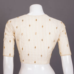 Cream Aari Embroidered Chanderi Silk Cotton Blouse 10068198 - Avishya