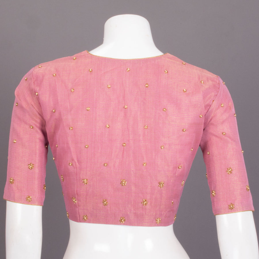 Peach Aari Embroidered Chanderi Silk Cotton Blouse 10068199 - Avishya