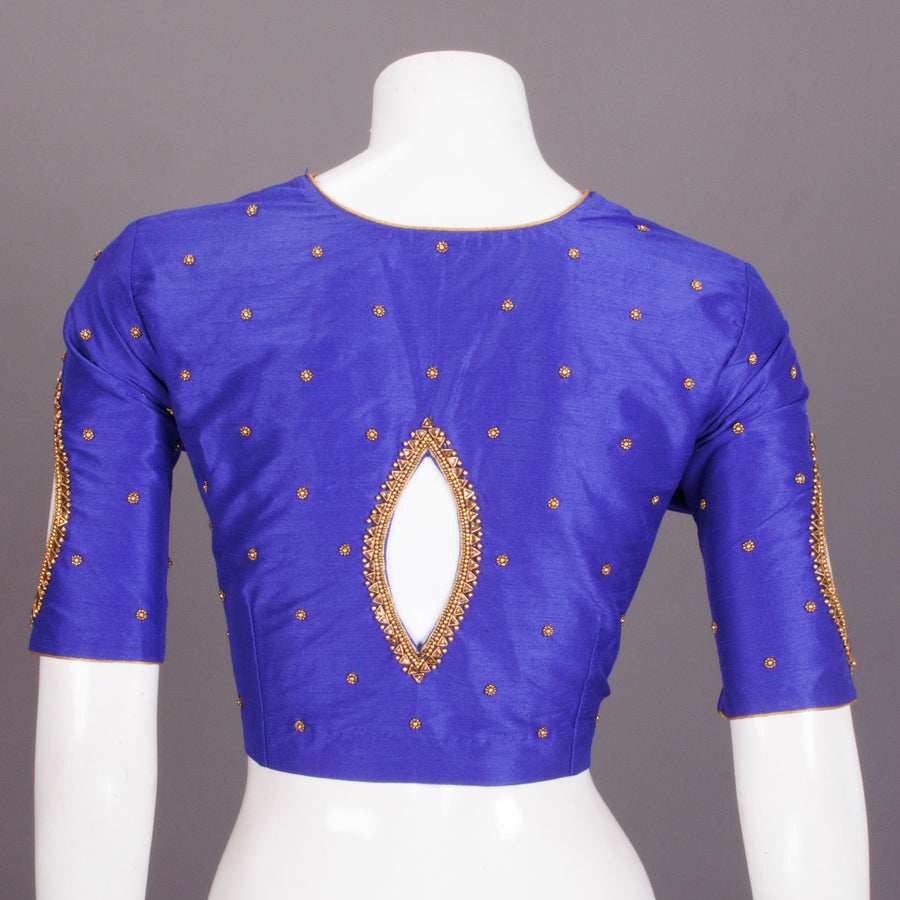 Blue Aari Embroidered Chanderi Silk Cotton Blouse 10068208 - Avishya