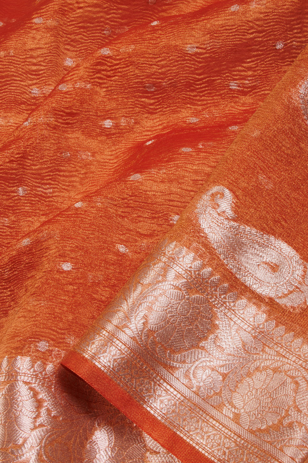 Brown Banarasi crushed Tissue Organza Saree - Avishya