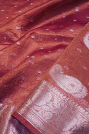 Copper Brown Banarasi crushed Tissue Organza Saree - Avishya