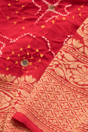Red Handcrafted Banarasi Bandhani Georgette Saree - Avishya