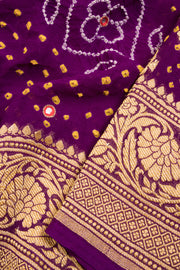 Purple Handcrafted Banarasi Bandhani Georgette Saree - Avishya