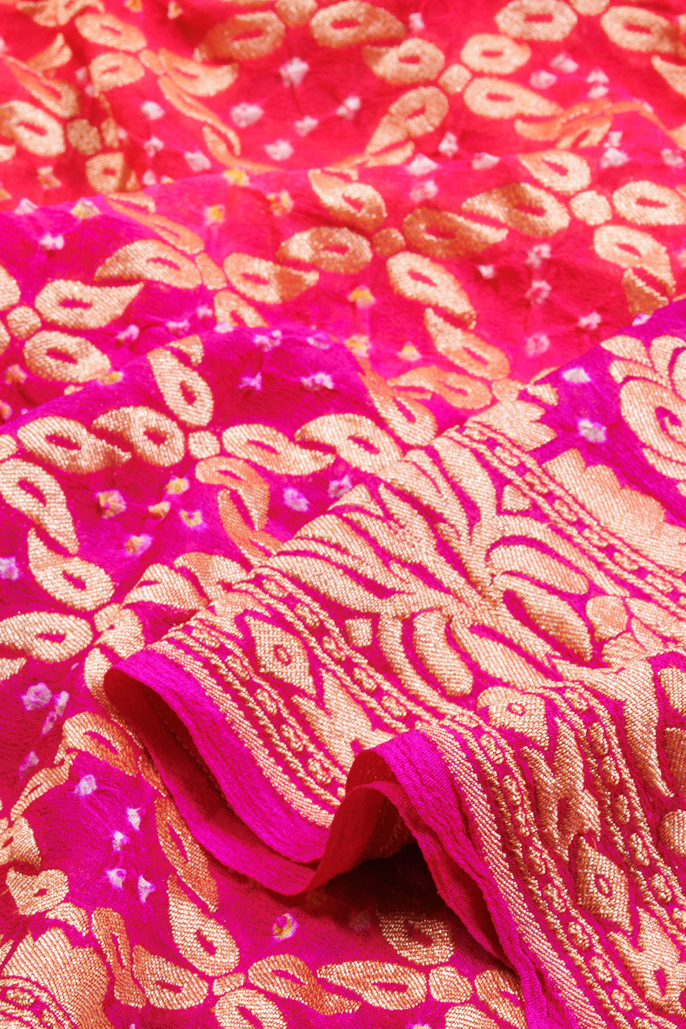 Pink Handcrafted Banarasi Bandhani Georgette Saree - Avishya