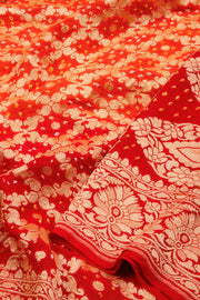 Red Handcrafted Banarasi Bandhani Georgette Saree - Avishya