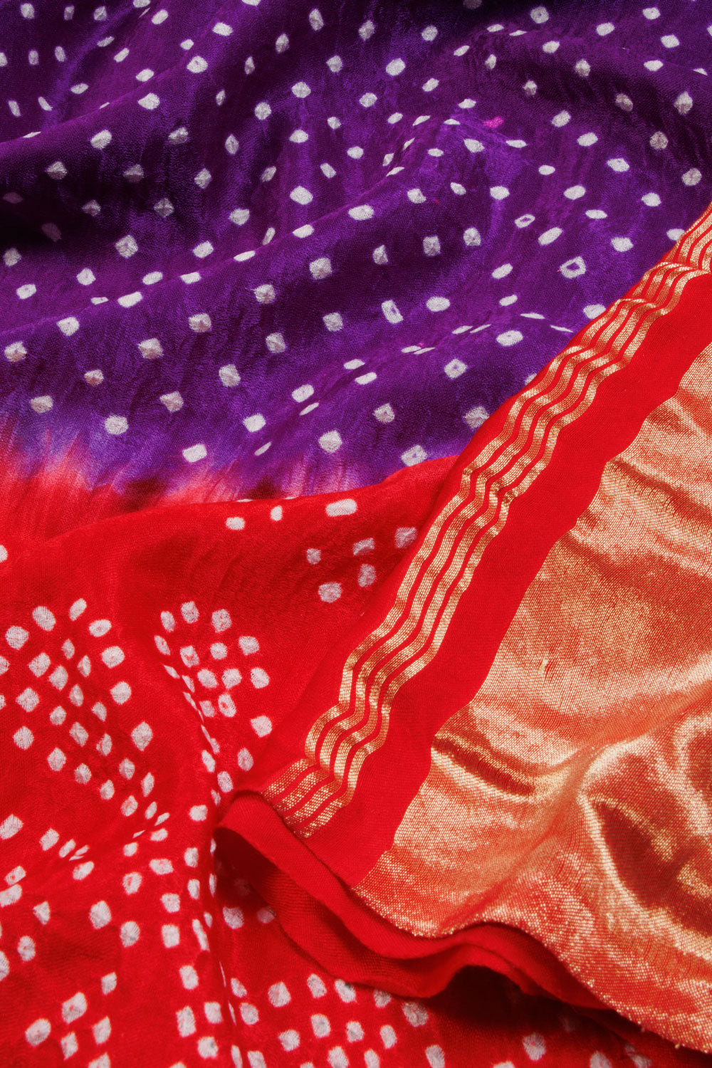 Purple Handcrafted Bandhani Gajji Silk Saree - Avishya