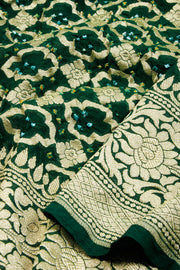 Green Handcrafted Banarasi Bandhani Georgette Saree - Avishya