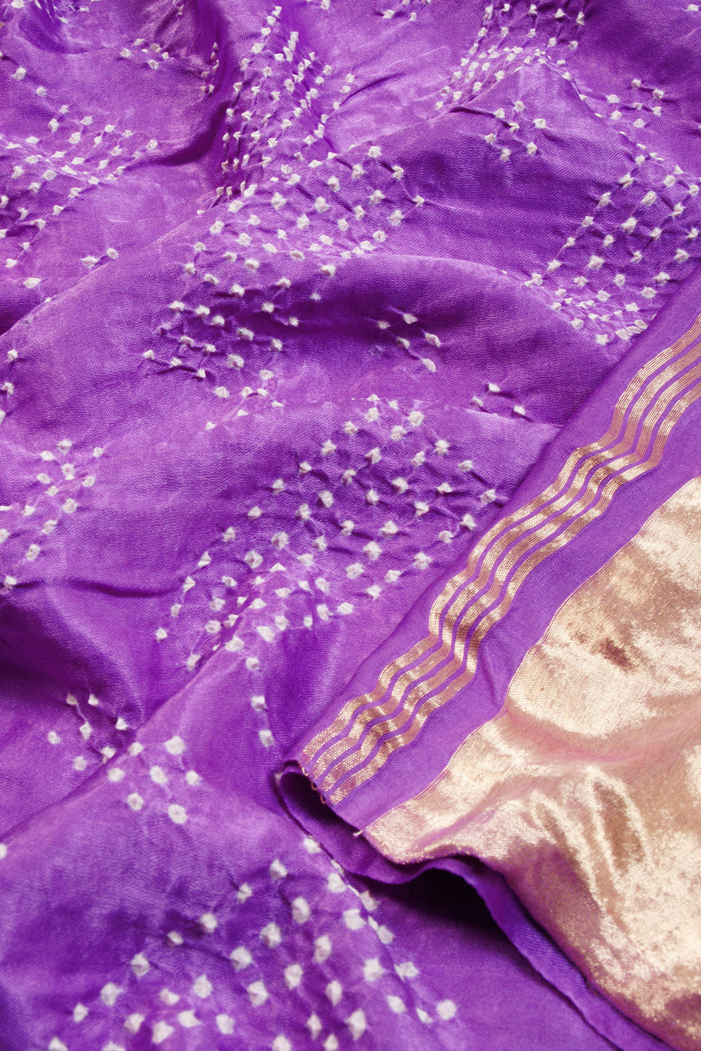 Violet Handcrafted Bandhani Gajji Silk Saree - Avishya
