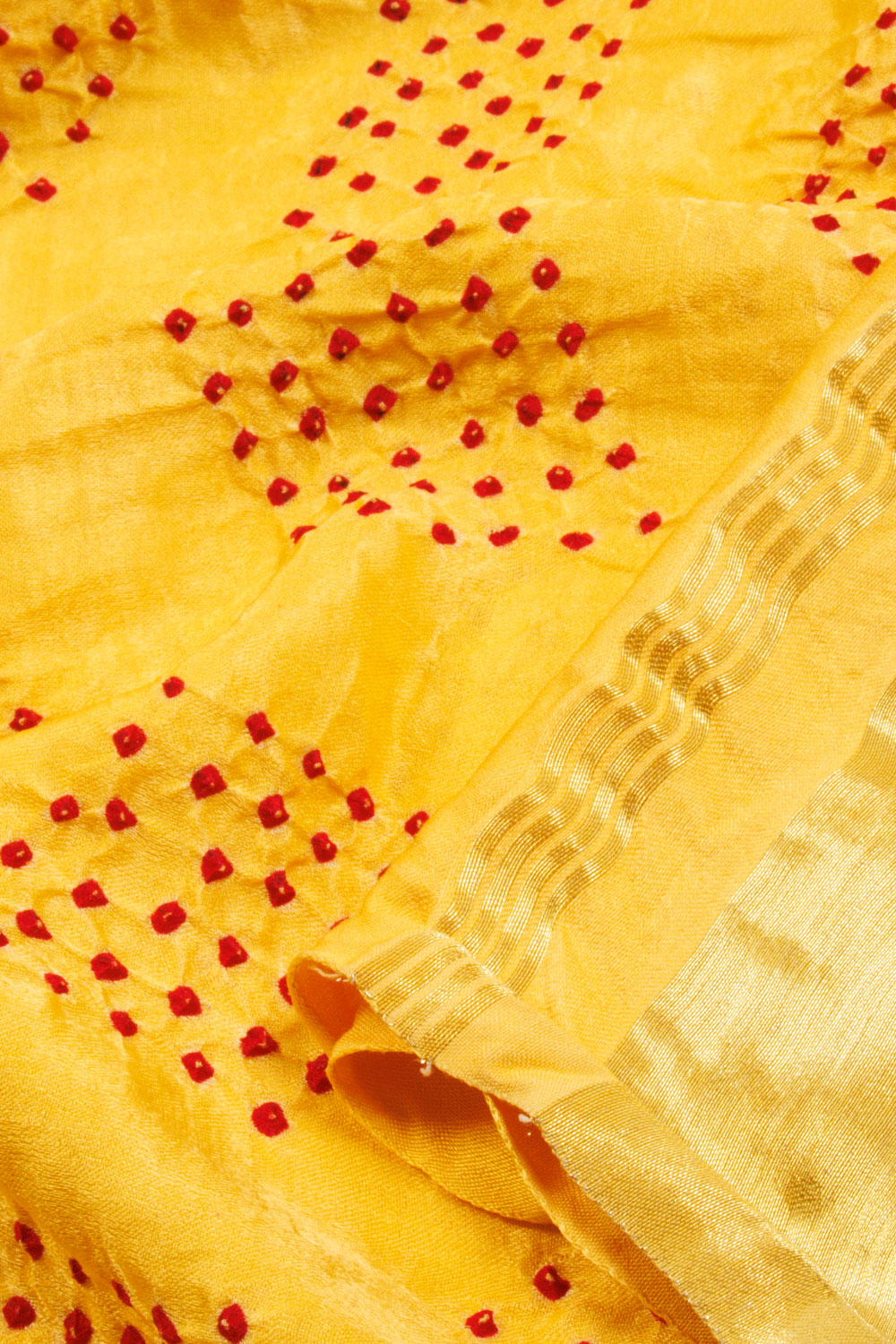 Yellow Handcrafted Bandhani Gajji Silk Saree - Avishya