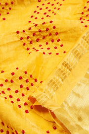 Yellow Handcrafted Bandhani Gajji Silk Saree - Avishya