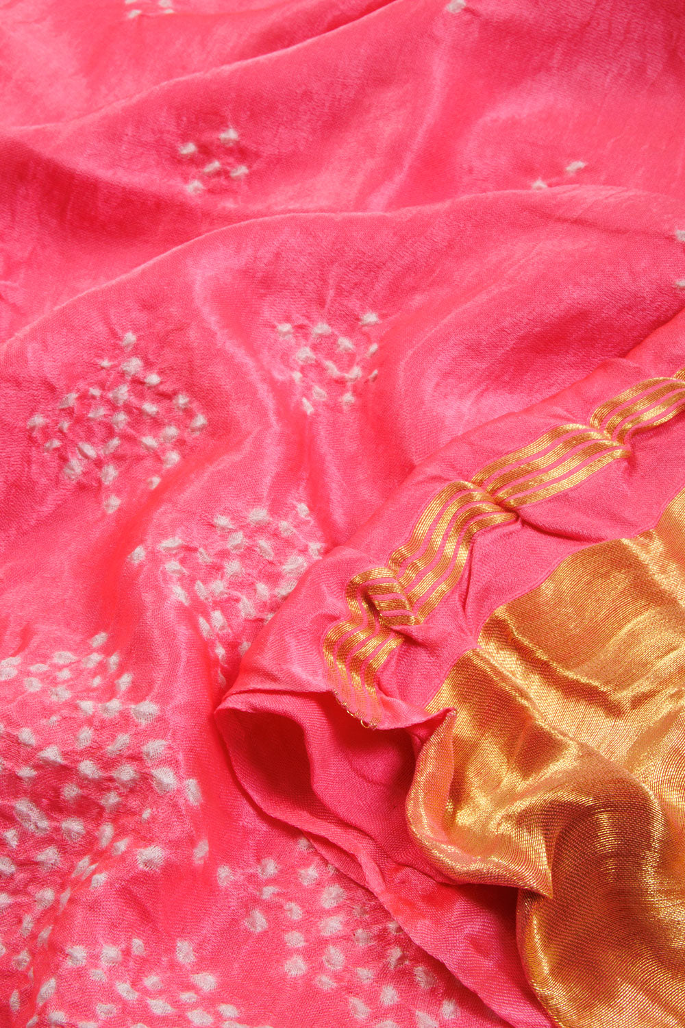 Pink Handcrafted Bandhani Gajji Silk Saree - Avishya