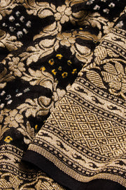 Black Handcrafted Banarasi Bandhani Georgette Saree - Avishya