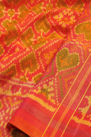 Orange Handloom Patola Ikat Silk Saree - Avishya