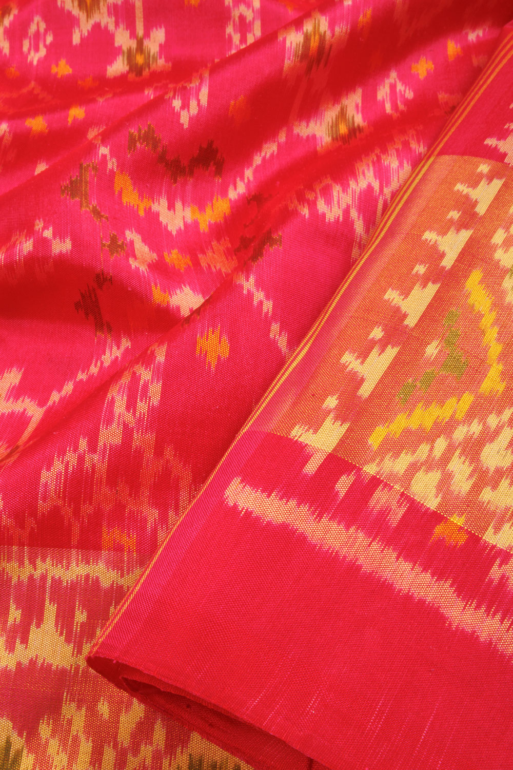 Pink Handloom Patola Ikat Silk Saree - Avishya