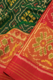 Green Handloom Patola Ikat Silk Saree 10068253