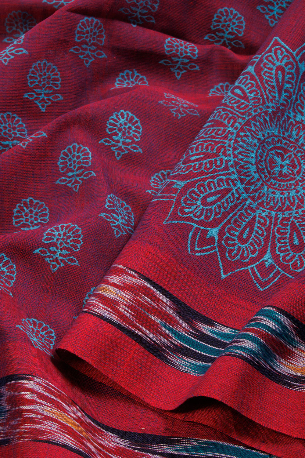 Purple Hand Block Printed Mulmul Cotton Saree - Avishya