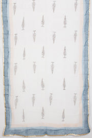 Blue Hand Block Printed Cotton 3-Piece Salwar Suit Material -Avishya