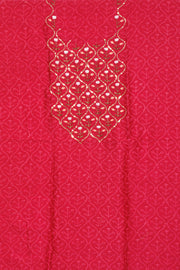 Pink Hand Block Printed Cotton 3-Piece Salwar Suit Material-Avishya