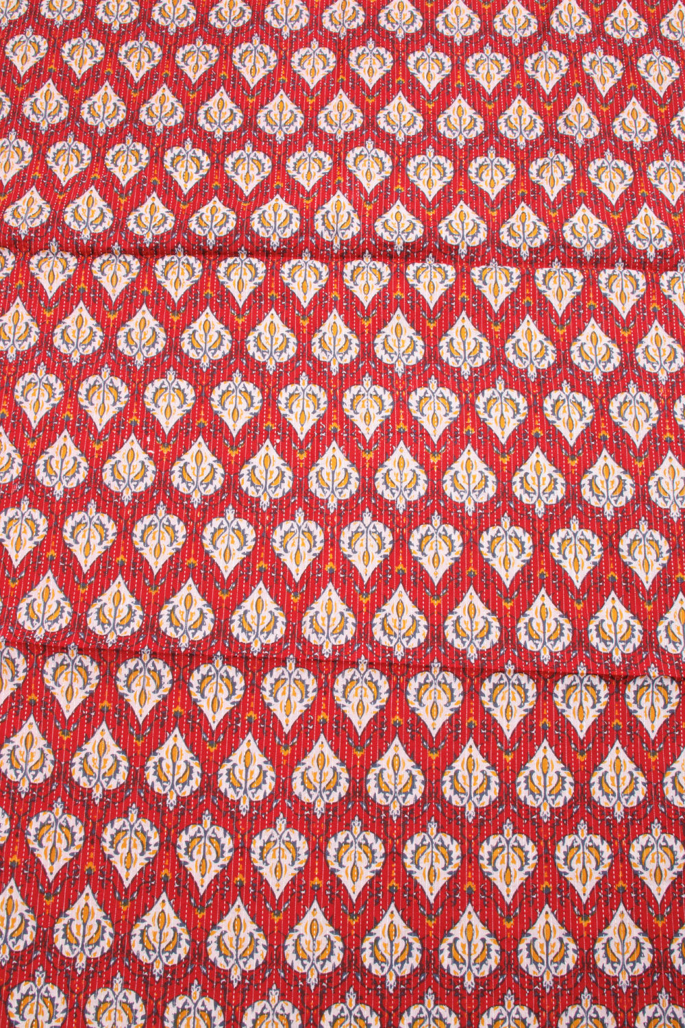 Red 2-Piece Hand Block Printed Cotton Salwar Suit Material  - Avishya
