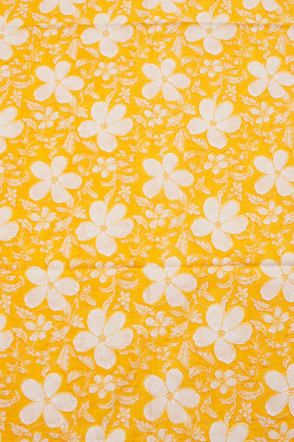 Yellow 2-Piece Hand Block Printed Cotton Salwar Suit Material - Avishya
