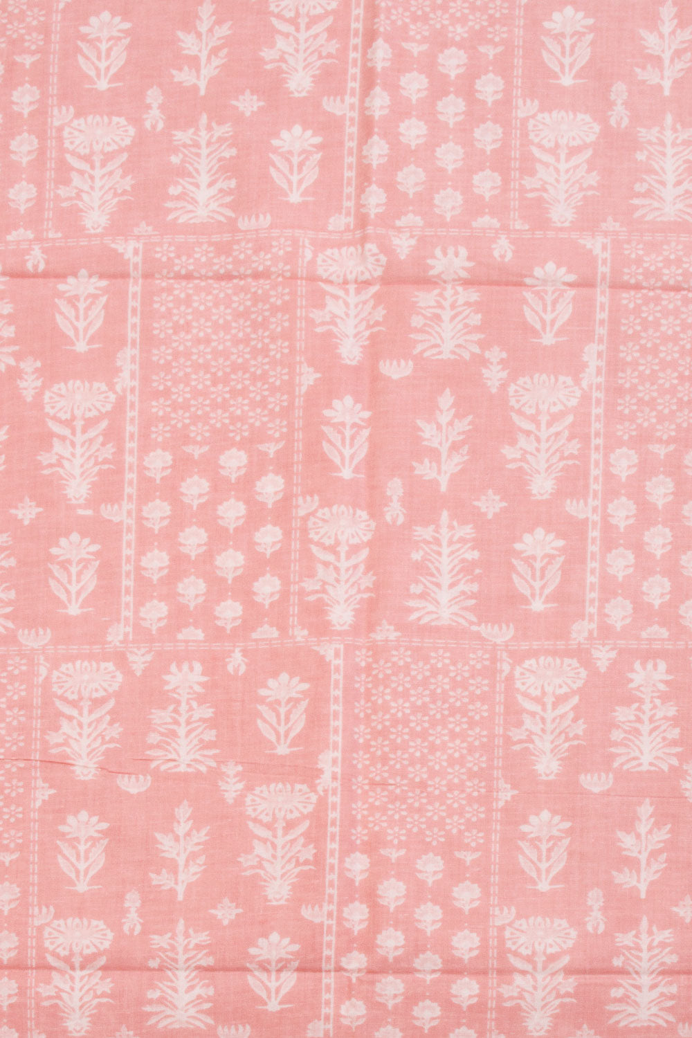 Peach 2-Piece Hand Block Printed Cotton Salwar Suit Material - Avishya