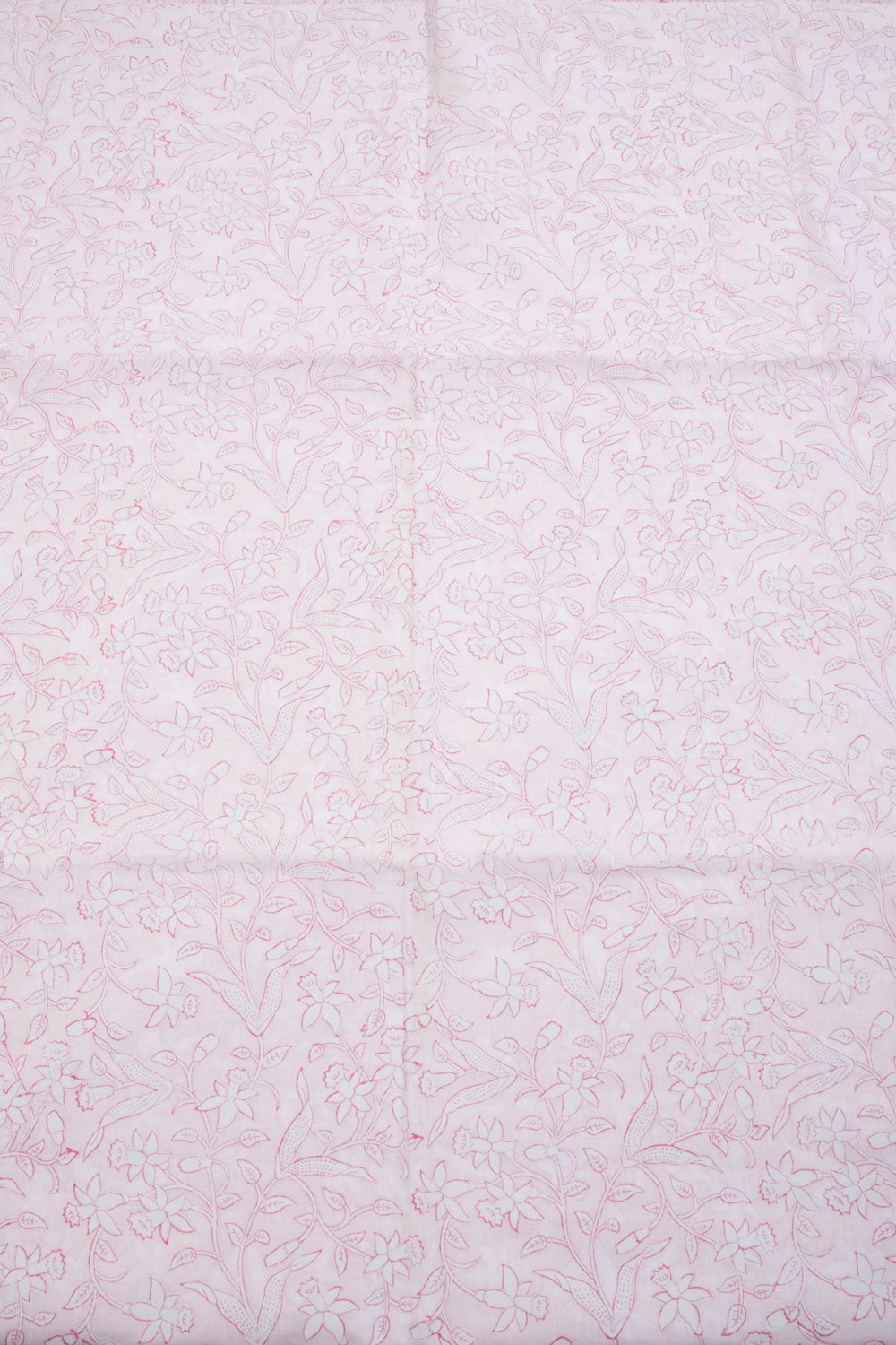 White 2-Piece Hand Block Printed Cotton Salwar Suit Material-Avishya