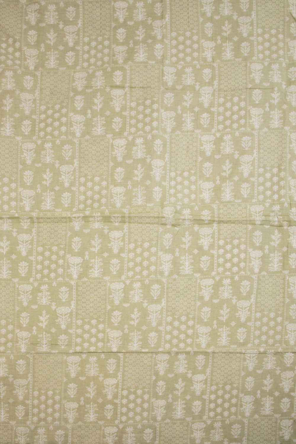 Light Olive Green 2-Piece Hand Block Printed Cotton Salwar Suit Material-Avishya