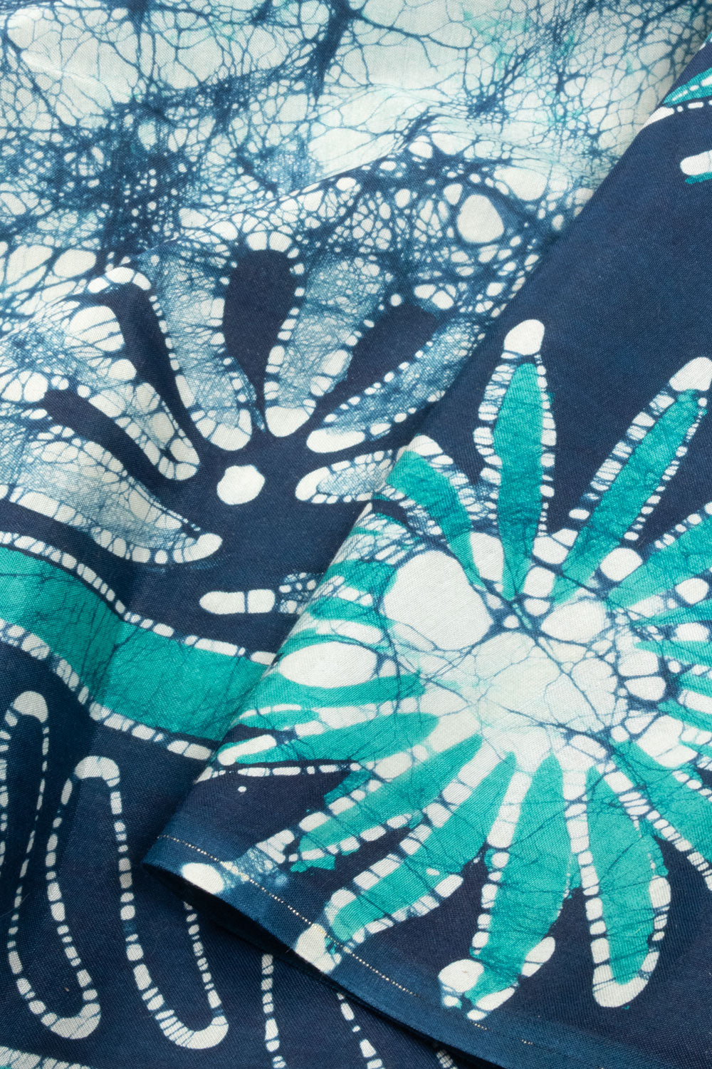 Blue Batik Printed Muslin Silk Saree - Avishya