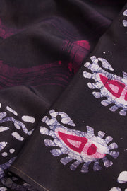 Black Batik  Muslin Silk Saree-Avishya