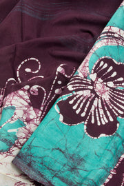 Burgundy Batik Muslin Silk Saree - Avishya