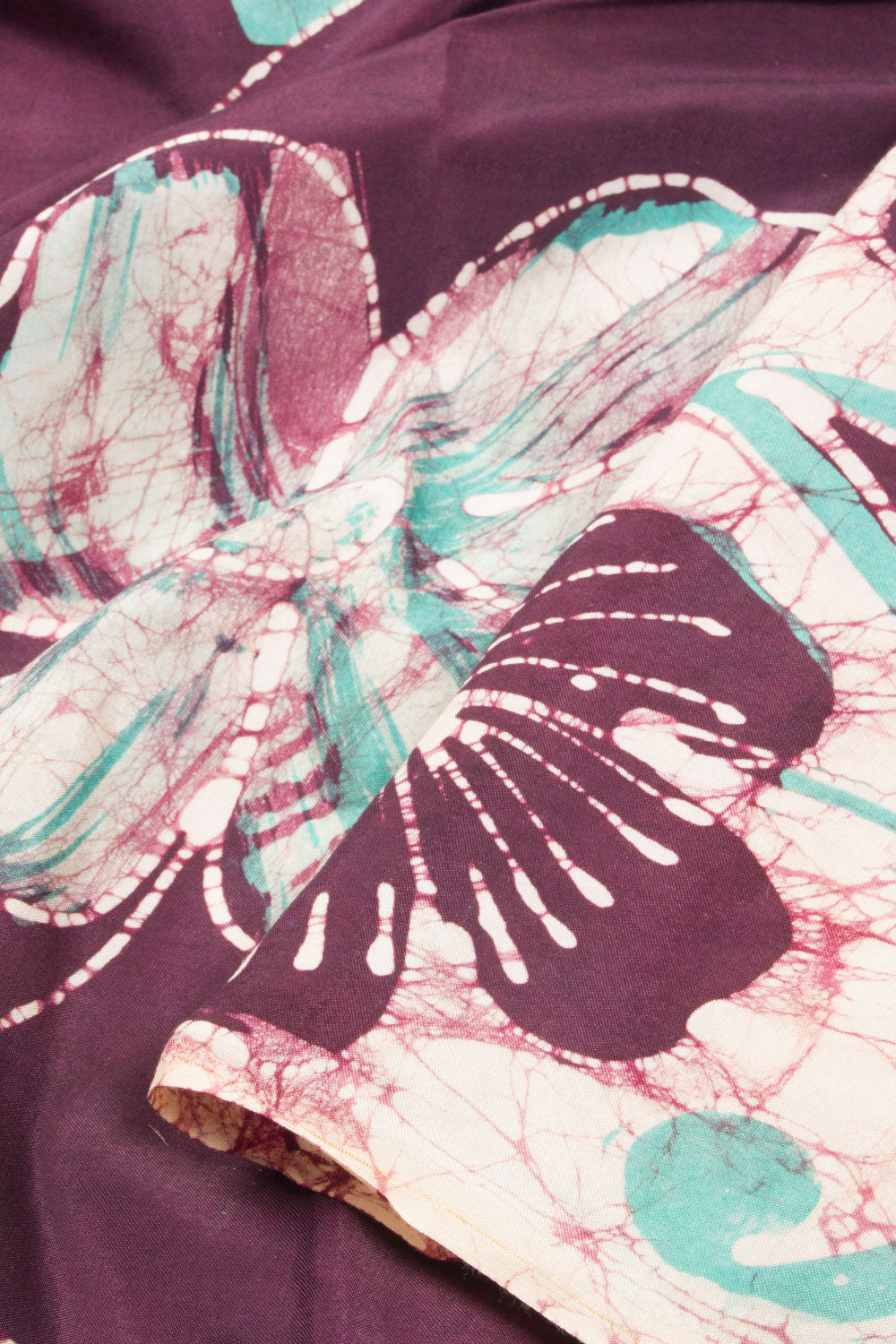Purple Batik Printed Muslin Silk Saree - Avishya