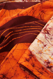 Orange  Batik Muslin Silk Saree - Avishya