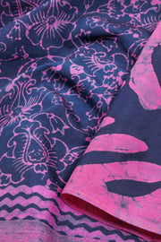 Blue Batik Muslin Silk Saree - Avishya