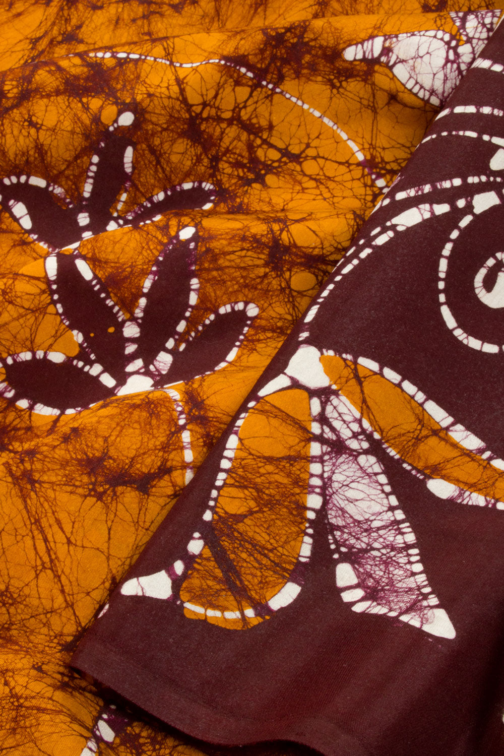 Golden Brown Batik Printed Muslin Silk Saree -Avishya