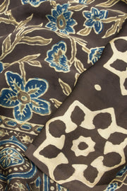 Black Ajrakh Printed Modal Silk Saree - Avishya