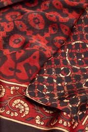 Red Ajrakh Printed Modal Silk Saree 10068403