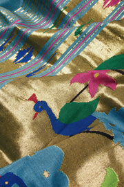 Blue Handloom Paithani Cotton Saree 10068434 - Avishya