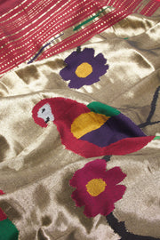 Maroon Handloom Paithani Cotton Saree 10068436 - Avishya