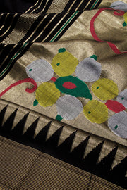 Black Handloom Paithani Cotton Saree 10068438 - Avishya